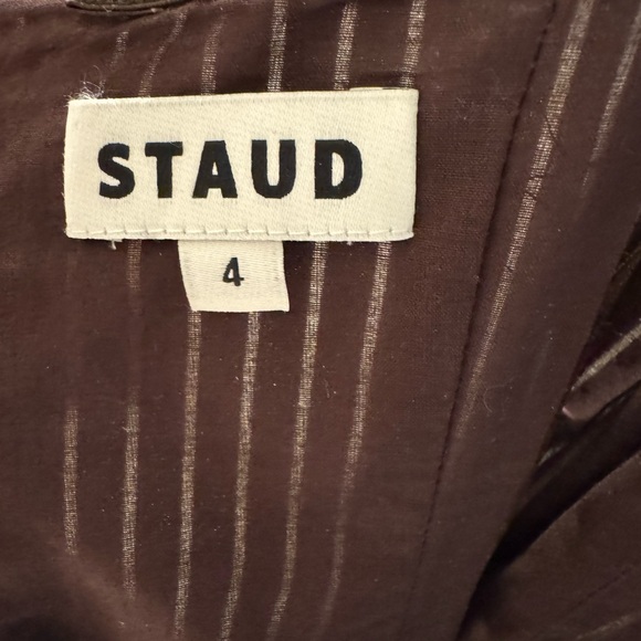 STAUD Wylie Striped Midi Dress - Dark Oak Micro Stripe. Excellent condition. Sz4 - Picture 9 of 10